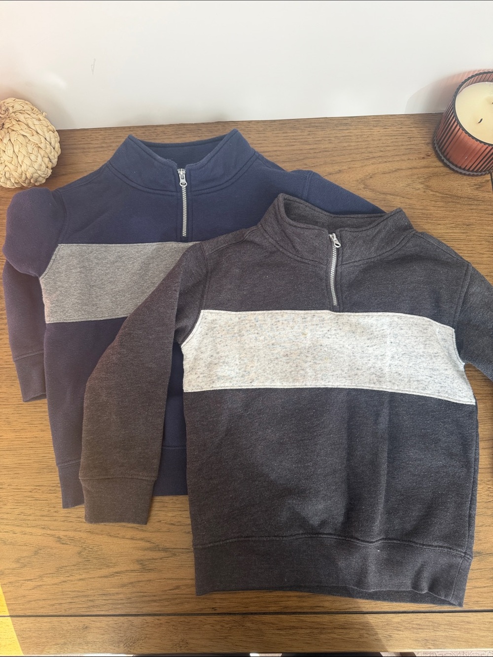 jumping beans Boys' Navy & Charcoal Zip-Up Sweaters with Heather Stripe